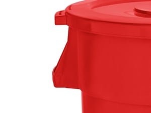 Lavex Janitorial 44 Gallon Red Round Commercial Trash Can with Lid and ...