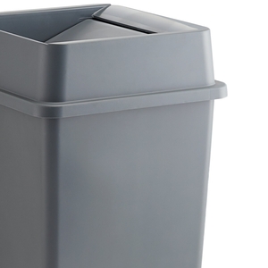 Lavex Janitorial 35 Gallon Gray Square Trash Can with Swing Lid