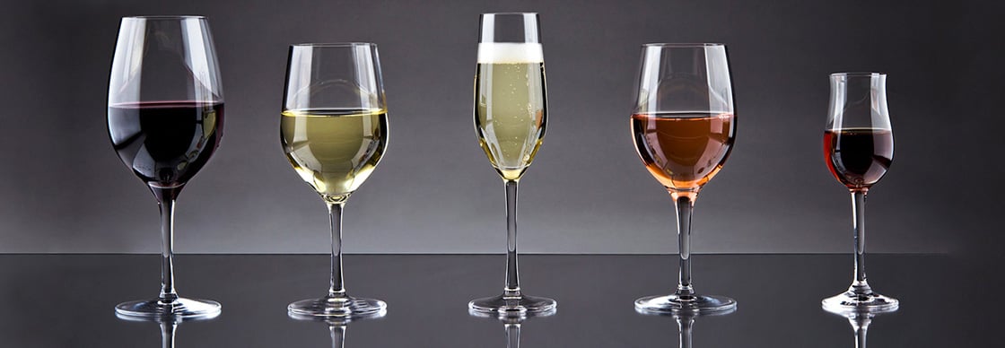 curved champagne glasses