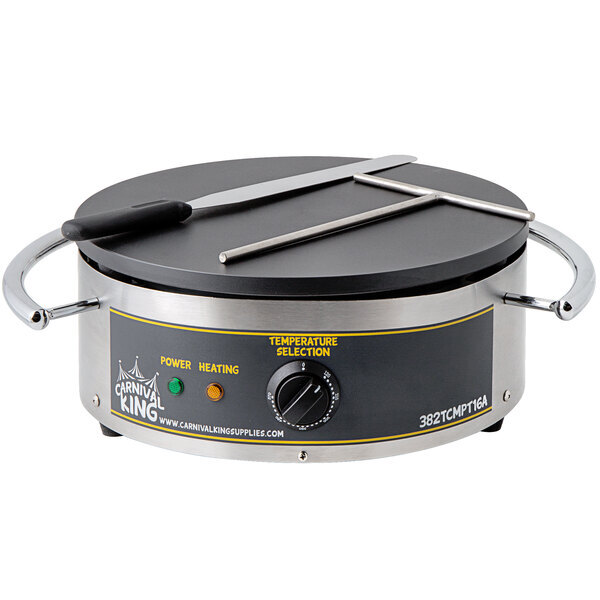 Scratch and Dent Carnival King TCMPT16A 16" Round Portable Non-Stick Crepe Maker - 120V