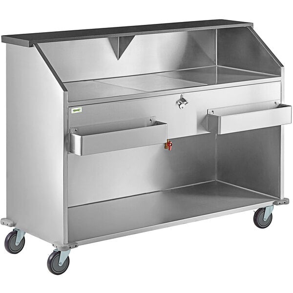 Scratch and Dent Regency 63" Basic Stainless Steel Portable Bar with Two Removable Speed Rails and Ice Bin