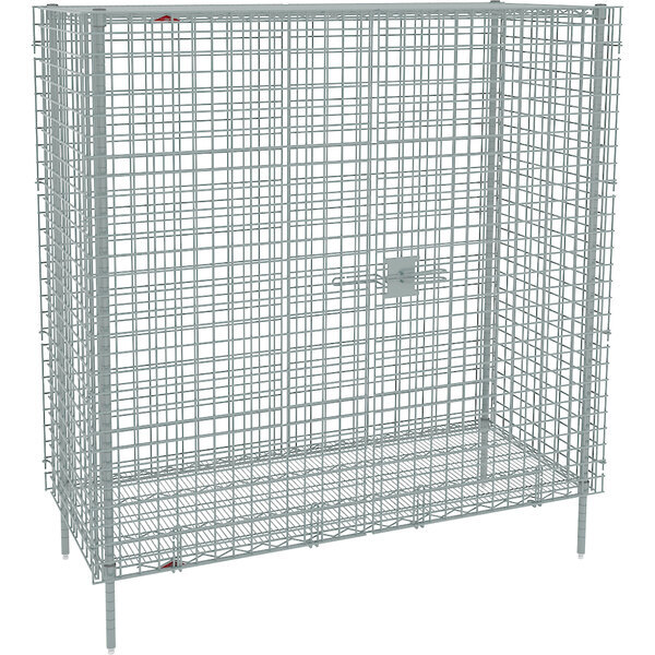 Scratch and Dent Metro SEC56C Chrome Stationary Wire Security Cabinet 62 1/2" x 27 1/4" x 66 13/16"