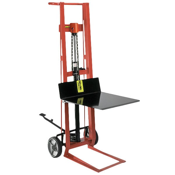 Scratch and Dent Wesco Industrial Products 750 lb. 2 Wheel Steel Hydraulic Pedalift with 30" x 22" Platform and 54" Lift Height 260003