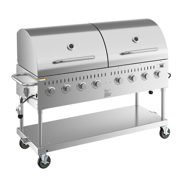 Scratch and Dent Backyard Pro LPG60RD 60" Stainless Steel Liquid Propane Outdoor Grill With Roll Dome