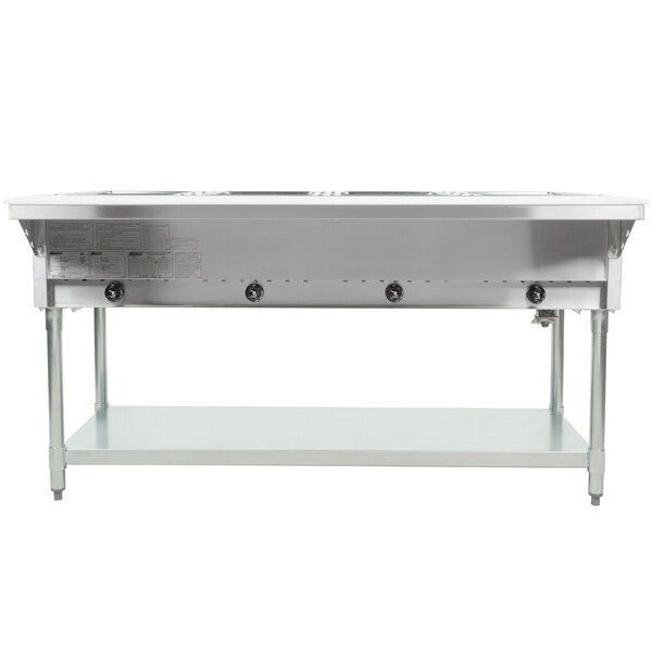 Scratch and Dent Eagle Group HT4 Liquid Propane Steam Table Four Pan 14,000 BTU - Open Well