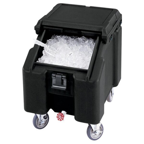 Scratch and Dent Cambro ICS100L110 SlidingLid™ Black Mobile Ice Bin - 100 lb. Capacity