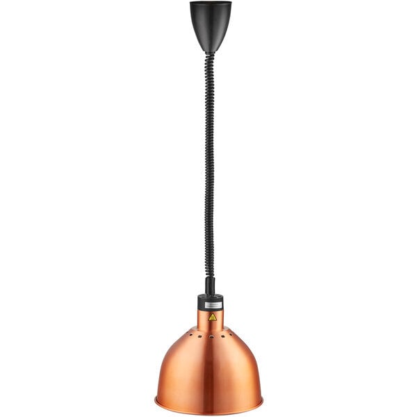 Scratch and Dent ServIt HLR85CR Retractable Cord Ceiling Mount Heat Lamp with Modern Copper Finish Round Dome Shade