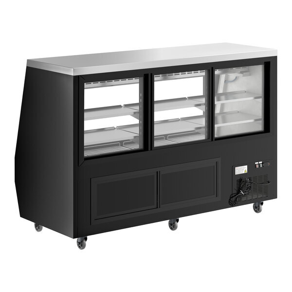 Scratch and Dent Avantco DDLC-84-B 84" Black Square Glass Refrigerated Double-Duty Deli Case