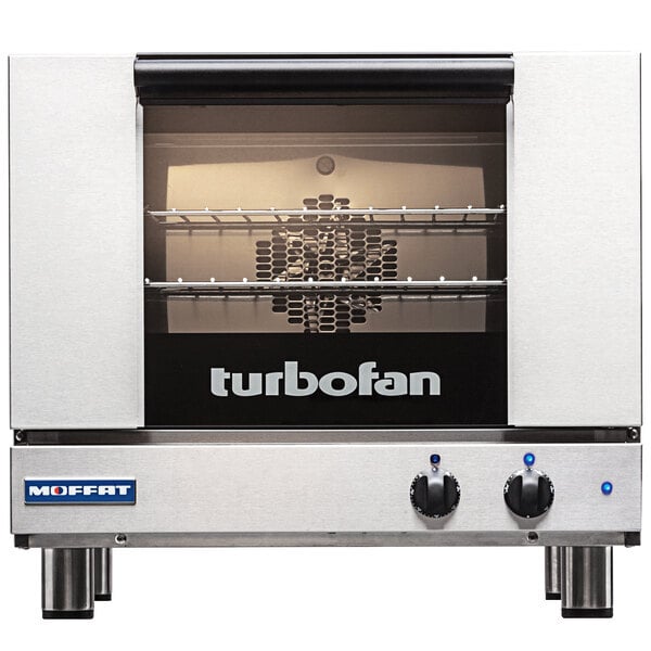 Scratch and Dent Moffat E22M3 Turbofan Single Deck Half Size Electric Convection Oven with Mechanical Controls, 1.5 Cu. Ft. - 110-120V, 1 Phase, 1.5 kW