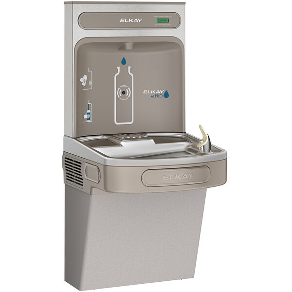 Scratch and Dent Zurn Elkay EZSDWSLK ezH20 Light Gray Hands-Free Non-Filtered Bottle Filling Station with Drinking Fountain - Non-Refrigerated