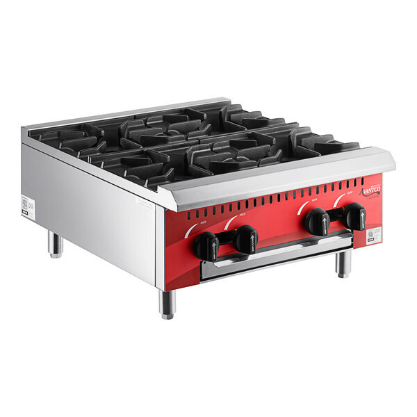 Scratch and Dent Avantco Chef Series CAG-R-4-24 24" 4 Burner Gas Countertop Range - 100,000 BTU