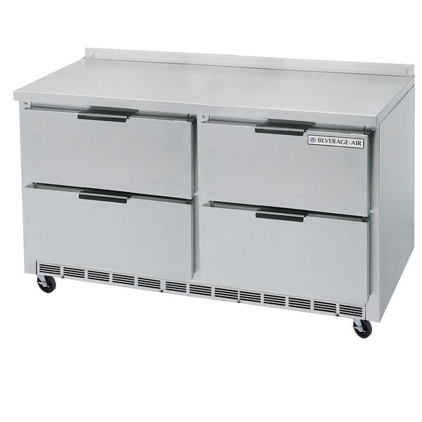 Scratch and Dent Beverage-Air WTFD48AHC-4-23 48" Four Drawer Worktop Freezer with 3" Casters