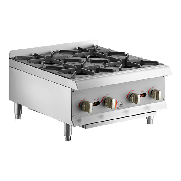 Scratch and Dent Cooking Performance Group R-CPG-24-NL 4 Burner Gas Countertop Range / Hot Plate - 88,000 BTU