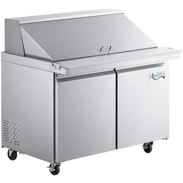 Scratch and Dent Avantco SS-PT-48M-HC 48" 2 Door Mega Top Stainless Steel Refrigerated Sandwich Prep Table