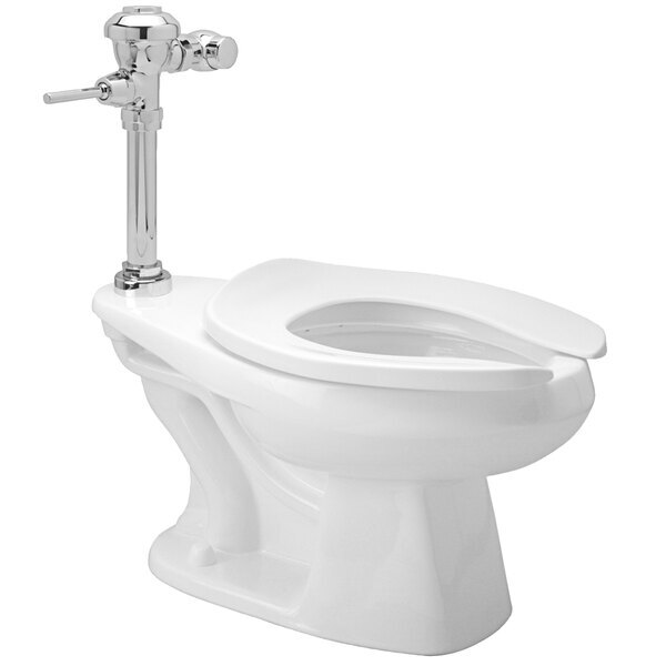 Scratch and Dent Zurn Elkay One Z.WC4.M Manual Toilet System with Floor Mounted Toilet and Flush Valve - 1.28 GPF