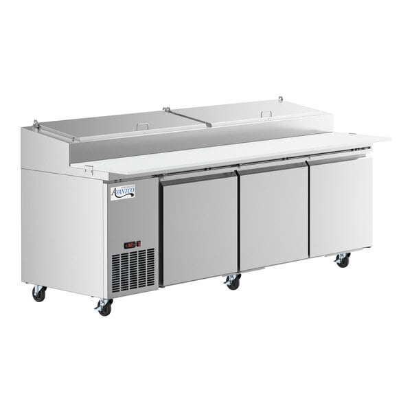 Scratch and Dent Avantco SSPPT-3 94" 3 Door Refrigerated Pizza Prep Table