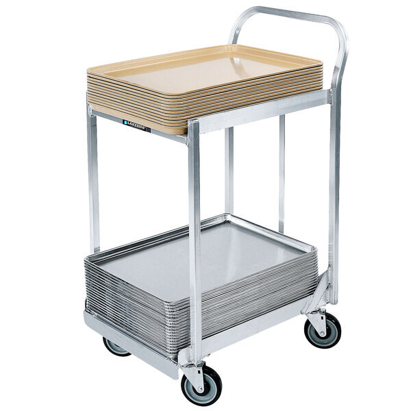 Scratch and Dent Lakeside 633 Aluminum Two Tier Sheet Pan Dolly with Sides, Handles, with 5" Casters