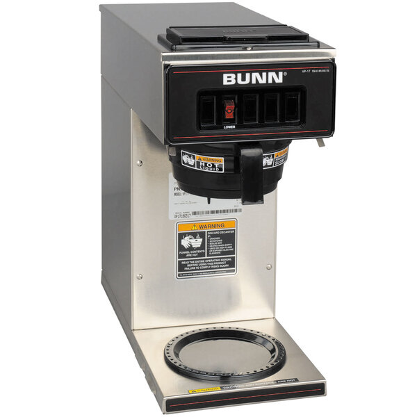 Scratch and Dent Bunn 13300.0001 VP17-1 SS Stainless Steel Pourover Coffee Brewer with 1 Lower Warmer - 120V