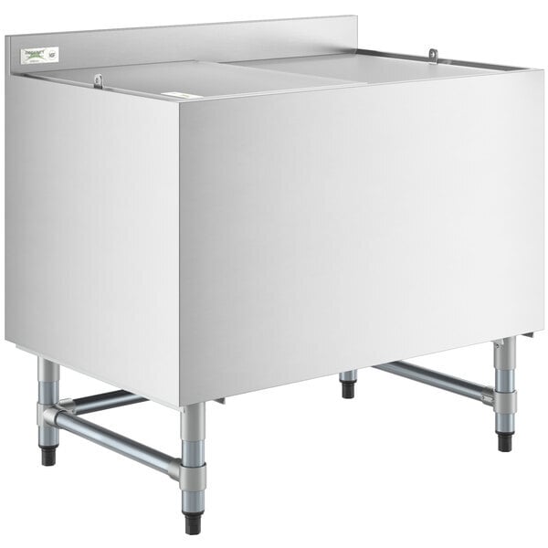 Scratch and Dent Regency 24" x 36" Stainless Steel Beer Box with Lid and 3" Backsplash - 20 3/4" x 33 3/4" x 18" Bowl