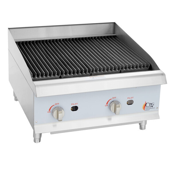 Scratch and Dent Cooking Performance Group CL-CPG-24-NL 24" Gas Countertop Lava Briquette Charbroiler - 80,000 BTU