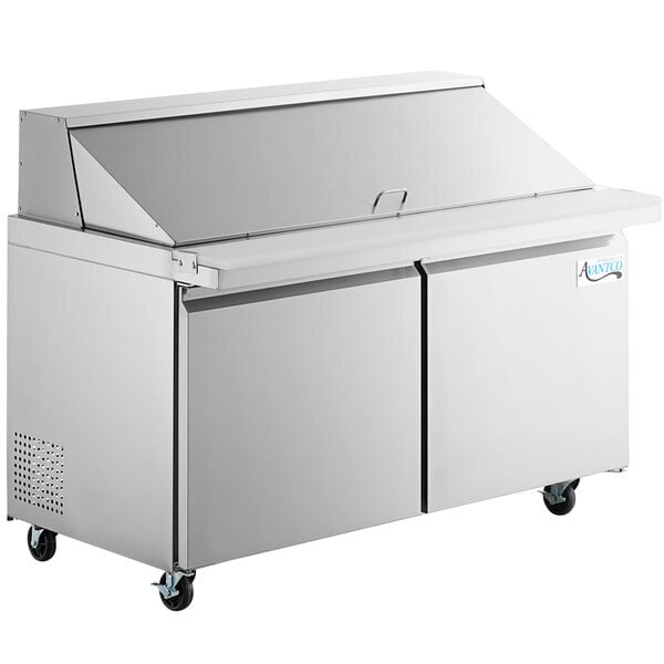 Scratch and Dent Avantco SS-PT-60M-HC 60" 2 Door Mega Top Stainless Steel Refrigerated Sandwich Prep Table