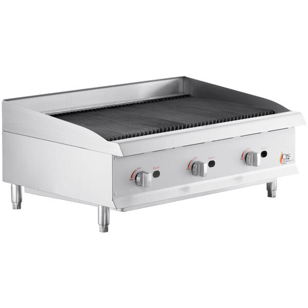 Scratch and Dent Cooking Performance Group CR-CPG-36-NL 36" Gas Countertop Radiant Charbroiler - 120,000 BTU