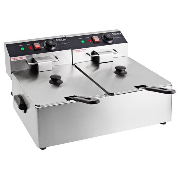 Scratch and Dent Galaxy EF20E 20 lb. Dual Tank Electric Countertop Fryer - 110V, 3300W