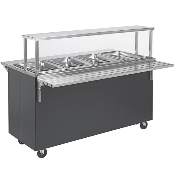 Scratch and Dent Vollrath 39710 2-Series 60" Black Affordable Portable Hot Food Station with Cafeteria Breath Guard