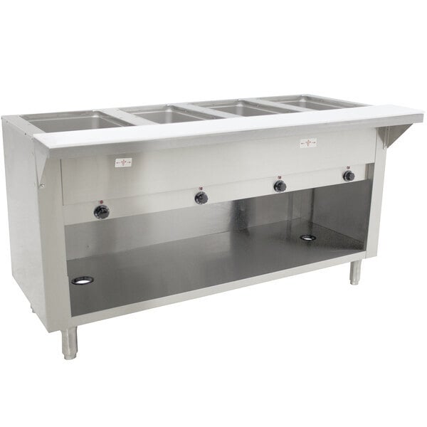 Scratch and Dent Advance Tabco SW-4E-240-BS Four Pan Electric Hot Food Table with Enclosed Base - Sealed Well, 208/240V