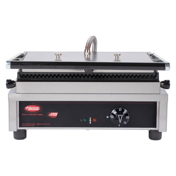 Scratch and Dent Hatco MCG10G Multi Contact Panini Sandwich Grill with Grooved Cast Iron Plates - 10" x 9" Cooking Surface - 120V, 1800W