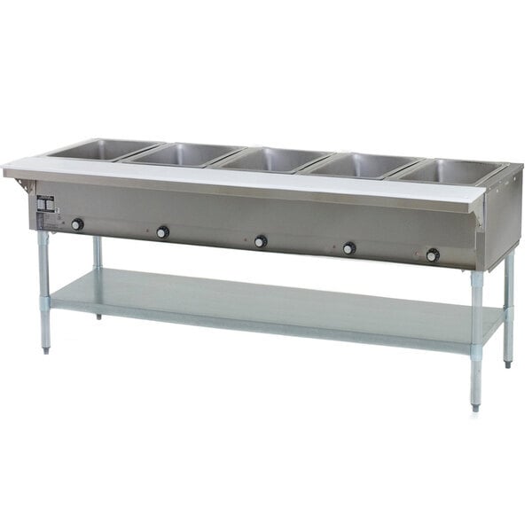 Scratch and Dent Eagle Group HT5 Natural Gas Steam Table Five Pan 17,500 BTU - Open Well