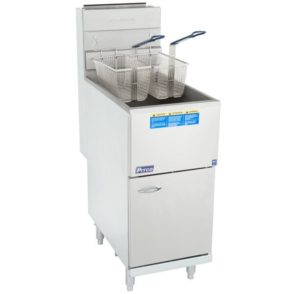 Scratch and Dent Pitco® 45C+S Natural Gas 42-50 lb. Stainless Steel Floor Fryer