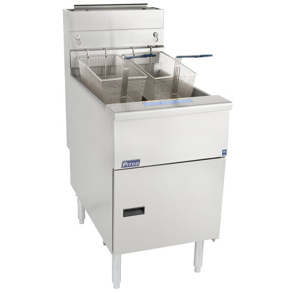 Scratch and Dent Pitco® SG18-S Natural Gas 75 lb. Stainless Steel Floor Fryer