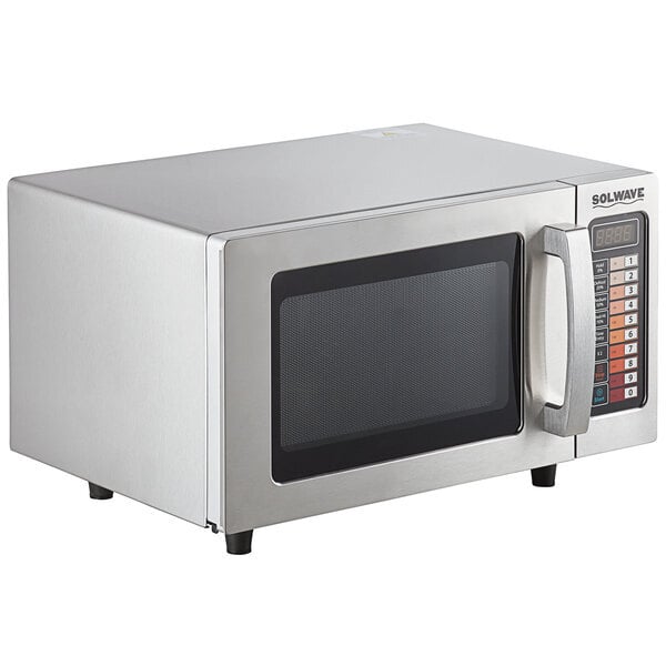 Scratch and Dent Solwave Stainless Steel Commercial Microwave with Push Button Controls - 120V, 1000W