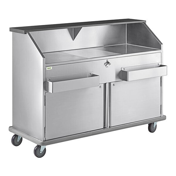 Scratch and Dent Regency 63" Standard Stainless Steel Portable Bar with Two Removable Speed Rails, Ice Bin, and Removable Ice Bin Cover