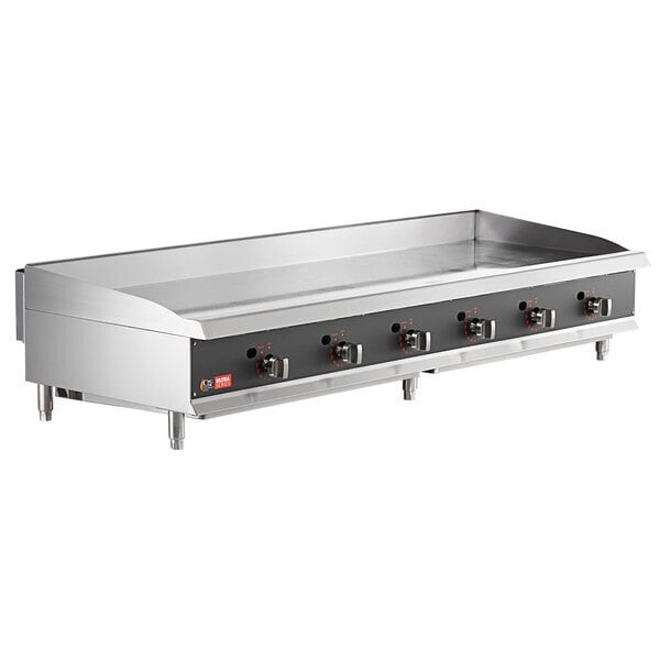Scratch and Dent Cooking Performance Group GTU-CPG-72-L Ultra Series 72" Chrome Plated Liquid Propane 6-Burner Countertop Griddle - 180,000 BTU
