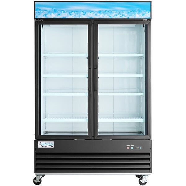 Scratch and Dent Avantco GDC-49F-HC 53" Black Customizable Swing Glass Door Merchandiser Freezer with LED Lighting
