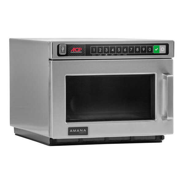 Scratch and Dent Amana HDC182 Heavy Duty Stainless Steel Commercial Microwave with Push Button Controls - 208/240V, 1800W
