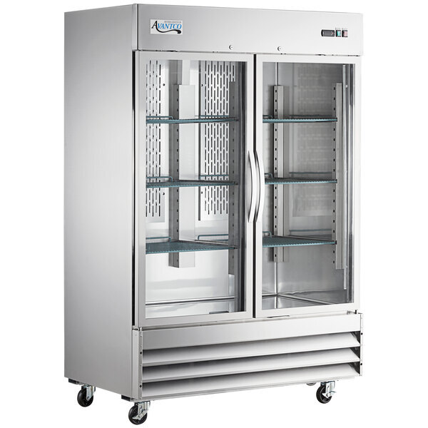 Scratch and Dent Avantco SS-2R-G-HC 54" Stainless Steel Glass Door Reach-In Refrigerator