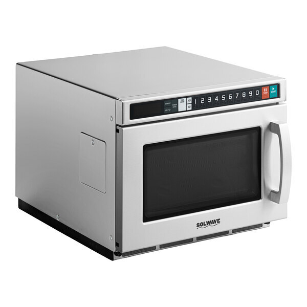 Scratch and Dent Solwave Space Saver Stainless Steel Heavy-Duty Commercial Microwave with USB Port - 1,800W, 208/240V
