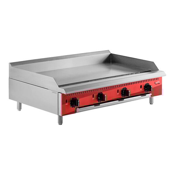 Scratch and Dent Avantco Chef Series CAG-48-TG 48" Countertop Gas Griddle with Thermostatic Controls - 140,000 BTU