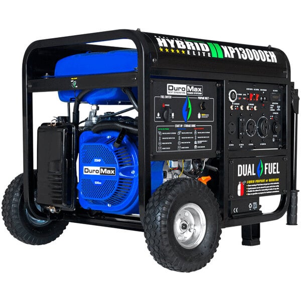 Scratch and Dent DuroMax XP13000EH Portable 500 CC Dual Fuel Powered Gasoline / Propane Generator with Electric / Recoil Start and Wheel Kit - 13,000W, 120/240V