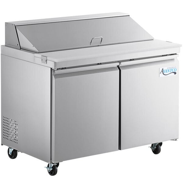 Scratch and Dent Avantco SS-PT-48-HC 46 3/4" 2 Door Stainless Steel Refrigerated Sandwich Prep Table