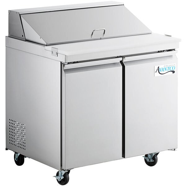 Scratch and Dent Avantco SS-PT-36-HC 36" 2 Door Stainless Steel Refrigerated Sandwich Prep Table