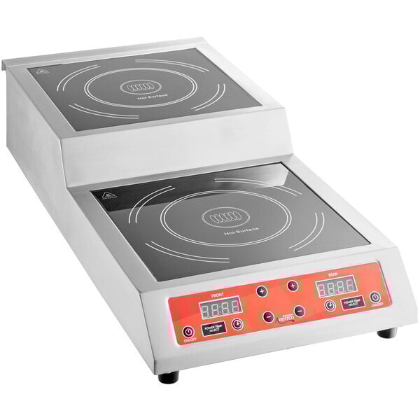 Scratch and Dent Avantco IC35SU Stainless Steel Double Countertop Step-Up Induction Range / Cooker - 208-240V, 3600W