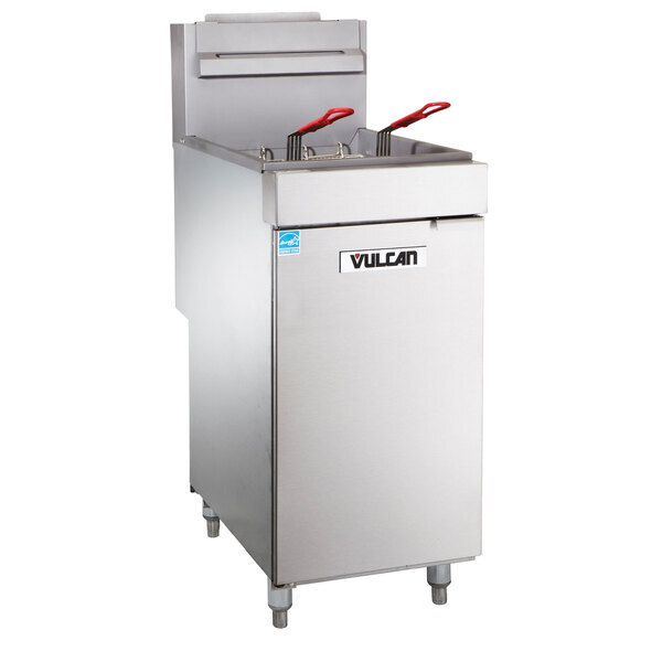 Scratch and Dent Vulcan 1VEG35M-1 Natural Gas 35-40 lb. Floor Fryer with Millivolt Controls - 70,000 BTU