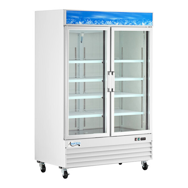 Scratch and Dent Avantco GDC-49-HC 53" White Customizable Swing Glass Door Merchandiser Refrigerator with LED Lighting