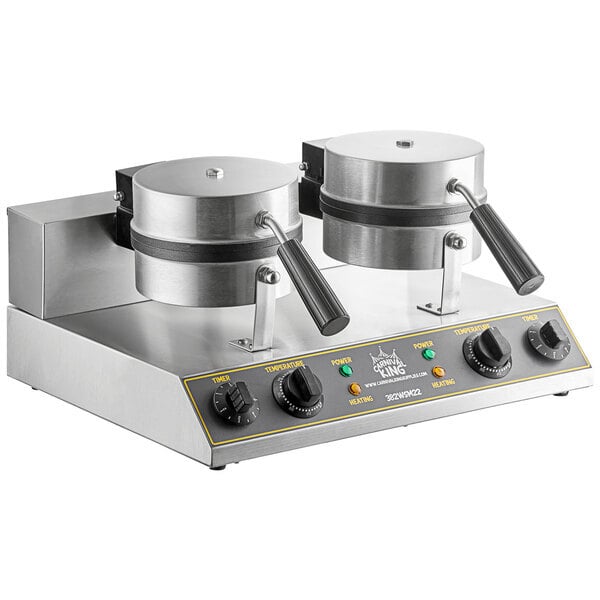 Scratch and Dent Carnival King WSM22 Non-Stick Double Waffle Maker with Timers - 120V