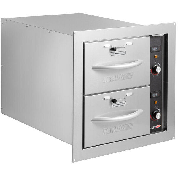 Scratch and Dent ServIt WDNBI-2 Double Narrow Built-In Drawer Warmer - 900W, 120V