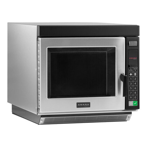 Scratch and Dent Amana RC22S2 Heavy Duty Stainless Steel Commercial Microwave Oven with Push Button Controls - 208/240V, 2200W